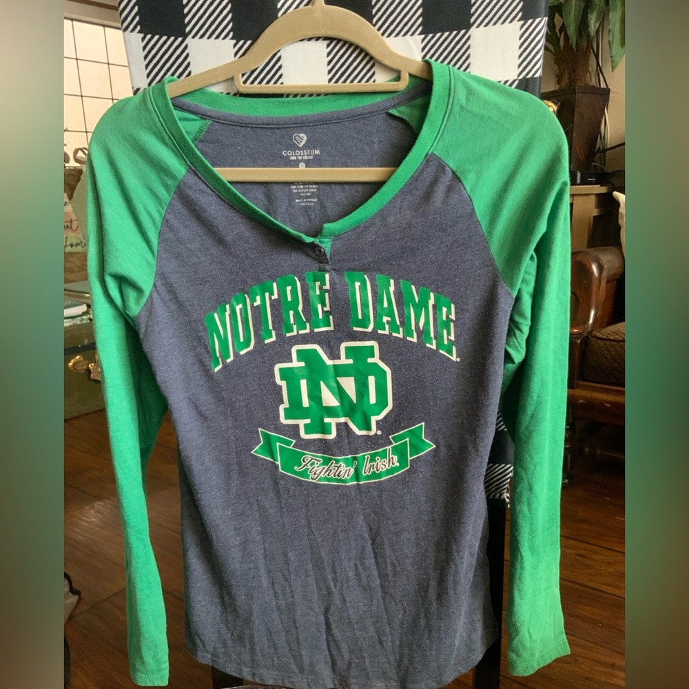 Colosseum Notre Dame Raglan Tee in Navy & Green